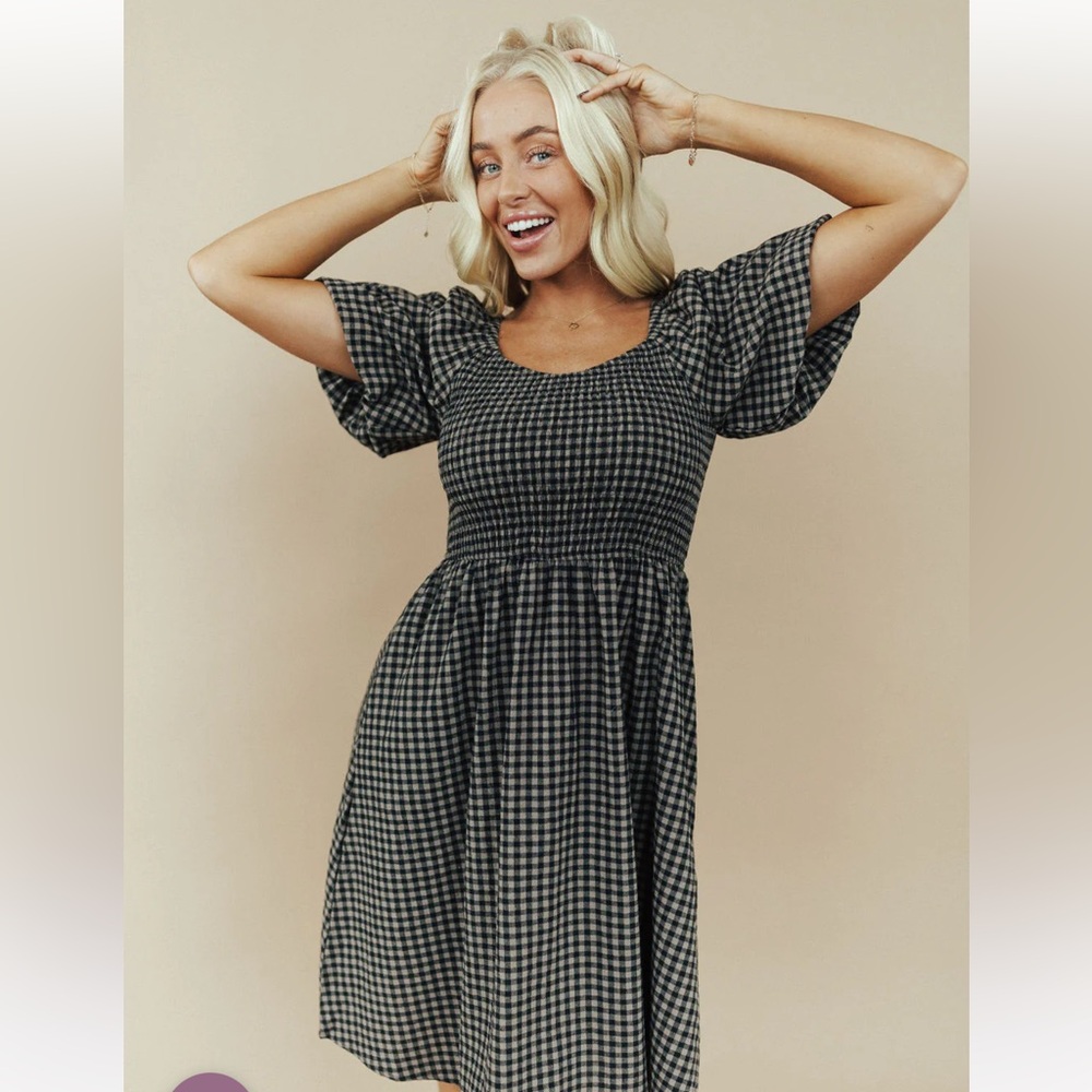Roolee Black and White Gingham Dress - Picture 2 of 6